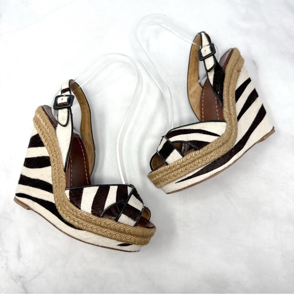 Christian Louboutin Tigresse 120 Zebra Pony Calf Hair Platform Wedge Sandals 36 - Picture 1 of 14
